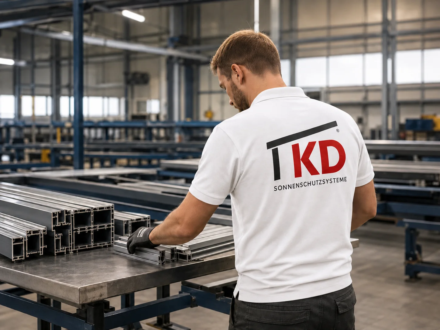Fertigung eines Aluminium-Überdachungssystems am KD Hauptsitz